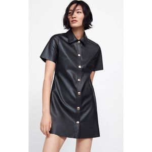 Zara Faux Leather Dress in Black Size M